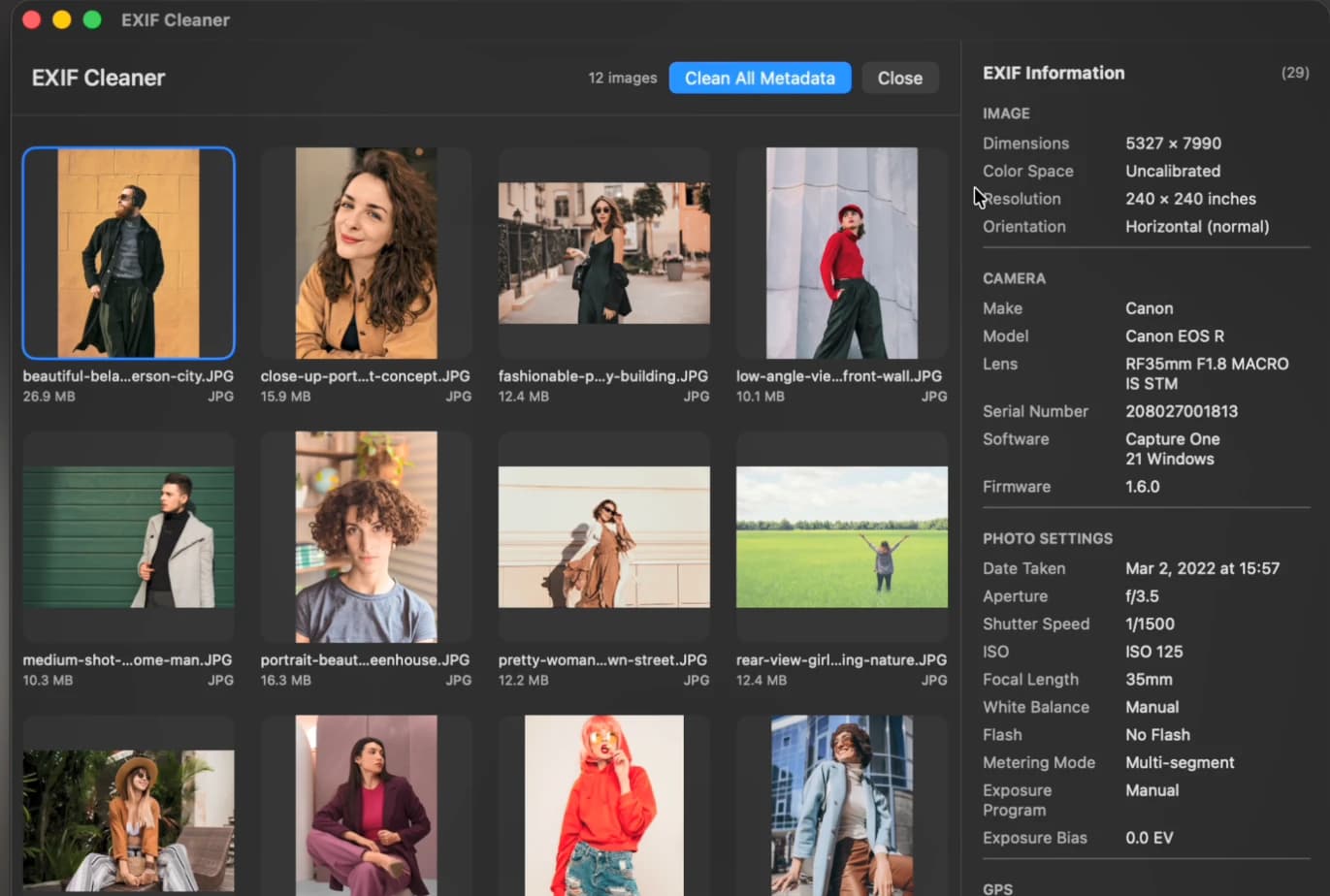 EXIF Viewer & Cleaner